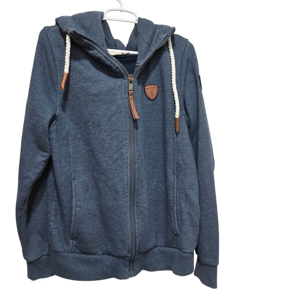 Wanakome Hera Full Zip Hoodie Rope Drawstring Leather Patch Medium